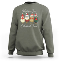 Christmas Sweatshirt Making A List Chicken It Twice Cute Santa Cuck - Wonder Print Shop