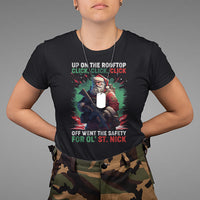 Christmas T Shirt Up On The Rooftop Click Click Click Santa Patriotic - Wonder Print Shop