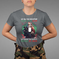 Christmas T Shirt Up On The Rooftop Click Click Click Santa Patriotic - Wonder Print Shop