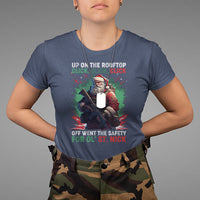 Christmas T Shirt Up On The Rooftop Click Click Click Santa Patriotic - Wonder Print Shop