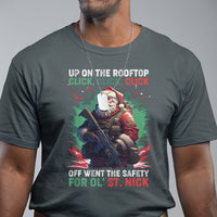 Christmas T Shirt Up On The Rooftop Click Click Click Santa Patriotic - Wonder Print Shop