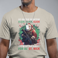 Christmas T Shirt Up On The Rooftop Click Click Click Santa Patriotic - Wonder Print Shop