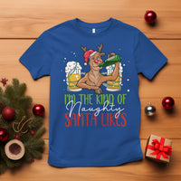 Christmas T Shirt Reindeer Beer Drinking I'm The Kind Of Naughty Santa Likes - Wonder Print Shop