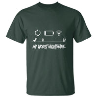 My Worst Nightmare Emty Battery Wifi Loading Gamer Power T Shirt - Wonder Print Shop