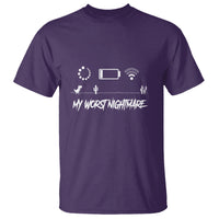 My Worst Nightmare Emty Battery Wifi Loading Gamer Power T Shirt - Wonder Print Shop