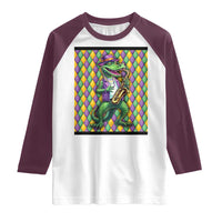 Mardi Gras Funny Alligator Crocodiles Jester Fat Tuesday New Orleans Raglan Shirt