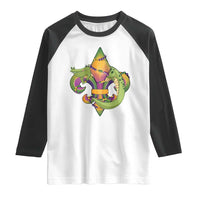Mardi Gras Alligator Crocodiles Fleur De Lis Raglan Shirt