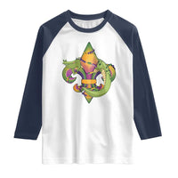 Mardi Gras Alligator Crocodiles Fleur De Lis Raglan Shirt