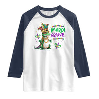 Mardi Grawr Gras Cute Bead Dinosaur Raglan Shirt