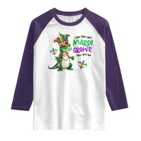 Mardi Grawr Gras Cute Bead Dinosaur Raglan Shirt