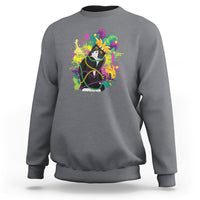 Mardi Gras Funny Tuxedo Cat Meme Beads Sweatshirt - Wonder Print Shop