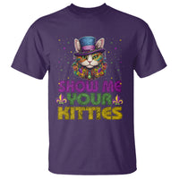 Mardi Gras T Shirt Show Me Your Kitties Cool Cat Jester Hat Bead - Wonder Print Shop