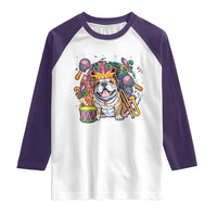 Mardi Gras Raglan Shirt Fench Bulldog Cute Fat Tuesday Frenchie Pet Dog