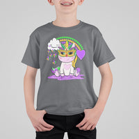 Mardi Gras Cute Unicorn Beads Rainbow Fleur De Lis T Shirt For Kid - Wonder Print Shop