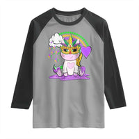 Mardi Gras Cute Unicorn Beads Rainbow Fleur De Lis Raglan Shirt