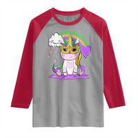 Mardi Gras Cute Unicorn Beads Rainbow Fleur De Lis Raglan Shirt