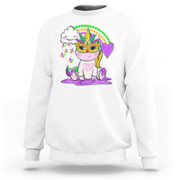 Mardi Gras Cute Unicorn Beads Rainbow Fleur De Lis Sweatshirt - Wonder Print Shop