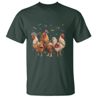 Mardi Gras Funny Farmer Jester Chicken Beads T Shirt - Wonder Print Shop