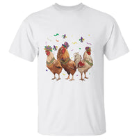 Mardi Gras Funny Farmer Jester Chicken Beads T Shirt - Wonder Print Shop
