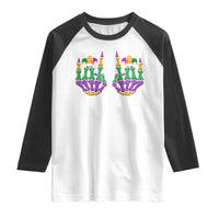 Mardi Gras Raglan Shirt Jester Skeleton Rock Hand Fat Tuesday Festival