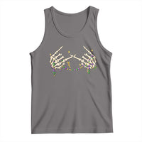 Mardi Gras Tank Top Skeleton Rock Hand Beads Fat Tuesday Festival