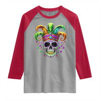 Mardi Gras Beads Sugar Skull Fat Tuesday New Orleans Raglan Shirt