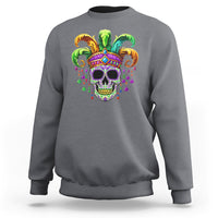 Mardi Gras Beads Sugar Skull Fat Tuesday New Orleans Sweatshirt - Wonder Print Shop