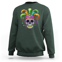 Mardi Gras Beads Sugar Skull Fat Tuesday New Orleans Sweatshirt - Wonder Print Shop