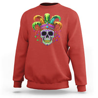 Mardi Gras Beads Sugar Skull Fat Tuesday New Orleans Sweatshirt - Wonder Print Shop