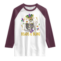 Mardi Gras Funny Skeleton Beads And Bling Raglan Shirt