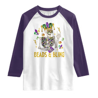 Mardi Gras Funny Skeleton Beads And Bling Raglan Shirt