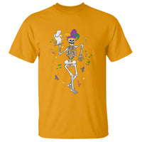 Mardi Gras Funny Jester Skeleton Dancing With Cat T Shirt - Wonder Print Shop