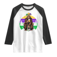 Mardi Gras Bigfoot Sasquatch Funny Beer Lover Raglan Shirt