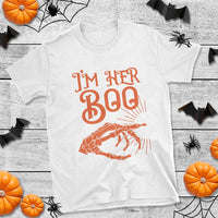 Halloween Couple Matching T Shirt I'm Her Boo Skeleton Hand - Wonder Print Shop
