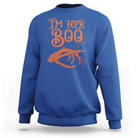 Halloween Couple Matching Sweatshirt I'm Her Boo Skeleton Hand - Wonder Print Shop