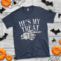 Halloween Couple Matching T Shirt He's My Treat Skeleton Hand - Wonder Print Shop