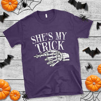 Halloween Couple Matching T Shirt She's My Trick Skeleton Hand - Wonder Print Shop