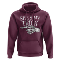 Halloween Couple Matching Hoodie She's My Trick Skeleton Hand - Wonder Print Shop