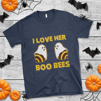 Halloween Couple Matching T Shirt I Love Her Boo Bees - Wonder Print Shop