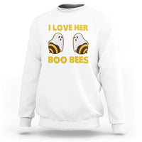 Halloween Couple Matching Sweatshirt I Love Her Boo Bees - Wonder Print Shop