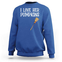 Halloween Couple Matching Sweatshirt I Love Her Pumpkins - Wonder Print Shop