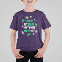 Funny Halloween T Shirt For Kid Zombies Eat Brains So You're Safe - Wonder Print Shop
