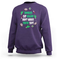Funny Halloween Sweatshirt Zombies Eat Brains So You're Safe - Wonder Print Shop