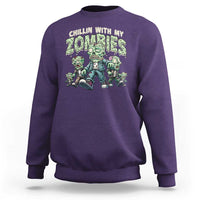 Funny Halloween Sweatshirt Chillin With My Zombies - Wonder Print Shop