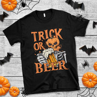 Funny Halloween Beer T Shirt Trick Or Beer Drinking Pumpkin Skeleton - Wonder Print Shop