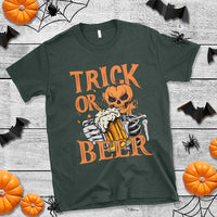 Funny Halloween Beer T Shirt Trick Or Beer Drinking Pumpkin Skeleton - Wonder Print Shop