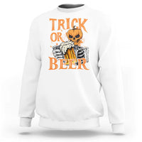 Funny Halloween Beer Sweatshirt Trick Or Beer Drinking Pumpkin Skeleton - Wonder Print Shop
