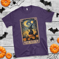 Black Cat Witch T Shirt The Witch Tarot Card Starry Night Spooky Halloween - Wonder Print Shop