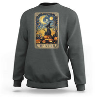 Black Cat Witch Sweatshirt The Witch Tarot Card Starry Night Spooky Halloween - Wonder Print Shop