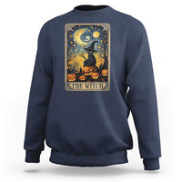 Black Cat Witch Sweatshirt The Witch Tarot Card Starry Night Spooky Halloween - Wonder Print Shop